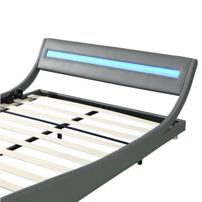 LED Faux Leather Platform Bed Frame