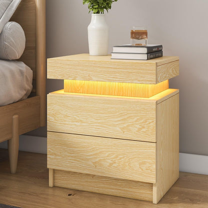 Smart LED Nightstand with Drawers