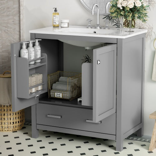 30" Gray Bathroom Vanity with Sink