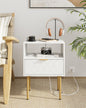 White Diamond Nightstand with Charging