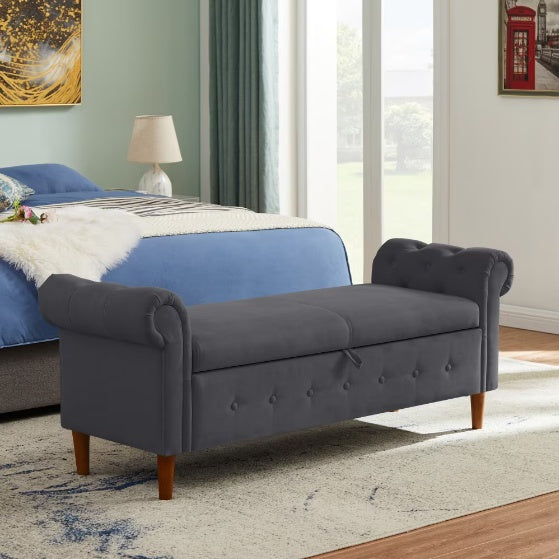 Dark Gray Storage Ottoman