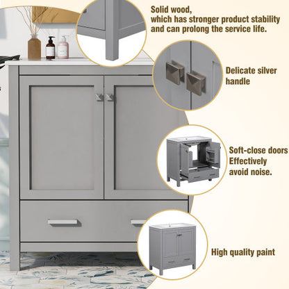 30" Gray Bathroom Vanity with Sink